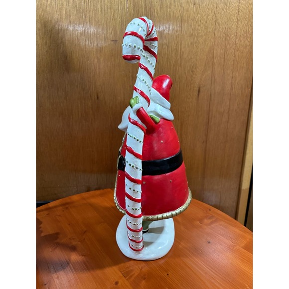 23" Tall  Resin Santa with Candy Cane Staff - Picture 5 of 7